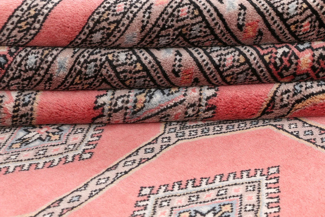 Salmon Pakistani Jaldar Rug 6' 8" x 10' 2" Hand-Knotted | No. QA86063