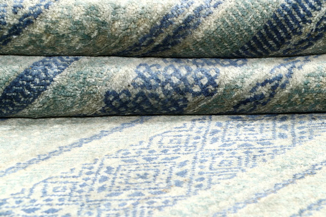 Cadet Blue Pakistani Gabbeh Rug 2' 11" x 4' 11" Hand-Knotted | No. QA86152