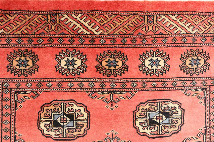 Tomato Pakistani Bokhara Rug 3' 3" x 6' 1" Hand-Knotted | No. QA86163