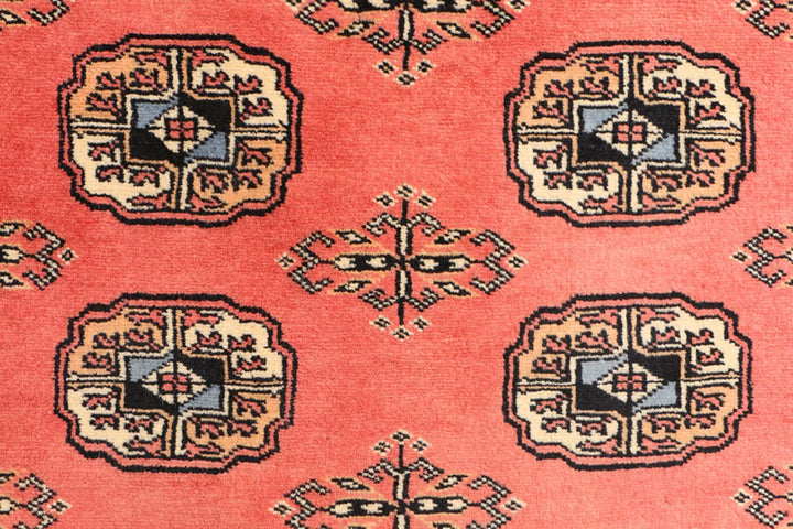 Tomato Pakistani Bokhara Rug 3' 3" x 6' 1" Hand-Knotted | No. QA86163