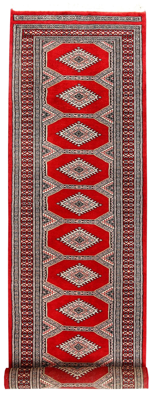 Red Pakistani Jaldar Rug 2' 4" x 9' Hand-Knotted | No. QA86225