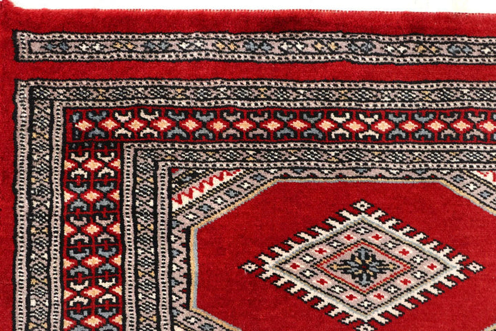 Red Pakistani Jaldar Rug 2' 4" x 9' Hand-Knotted | No. QA86225