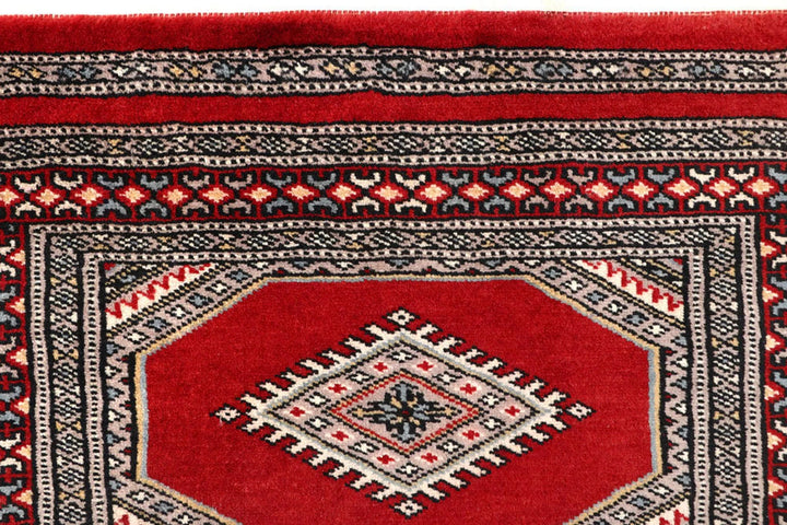 Red Pakistani Jaldar Rug 2' 4" x 9' Hand-Knotted | No. QA86225