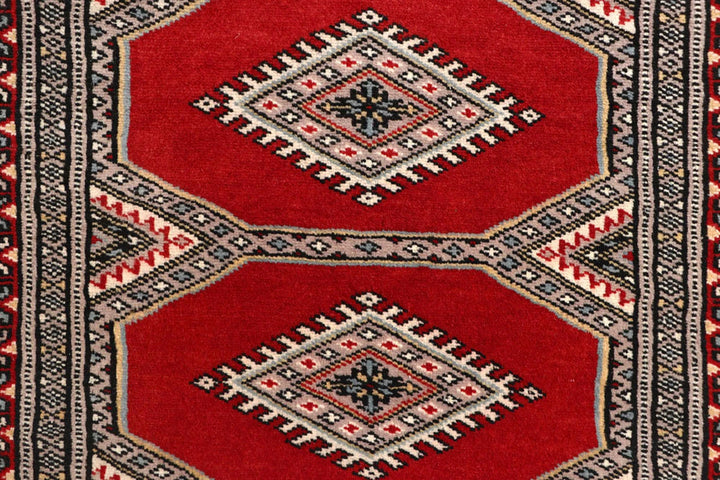 Red Pakistani Jaldar Rug 2' 4" x 9' Hand-Knotted | No. QA86225