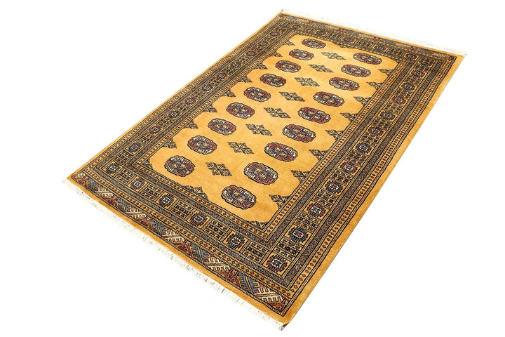 Brown Pakistani Bokhara Rug 4' x 5' 10" Hand-Knotted | No. QA86329