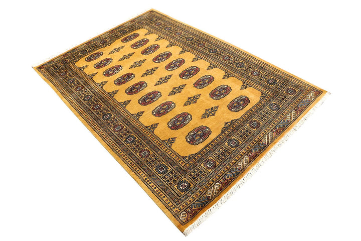 Brown Pakistani Bokhara Rug 4' x 5' 10" Hand-Knotted | No. QA86329
