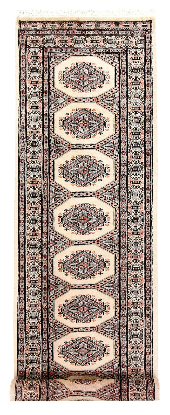 Brown Pakistani Jaldar Runner Rug 2' 3" x 9' 4" Hand-Knotted | No. QA86394