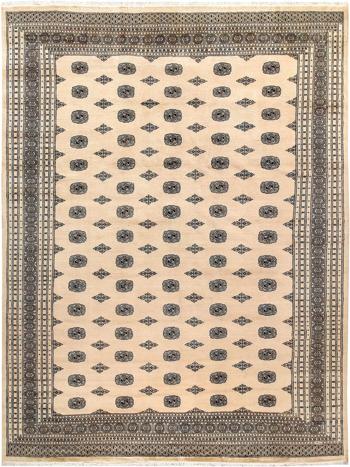 Brown Pakistani Bokhara Rug 10' x 13'4" Hand-Knotted | No. QA86407