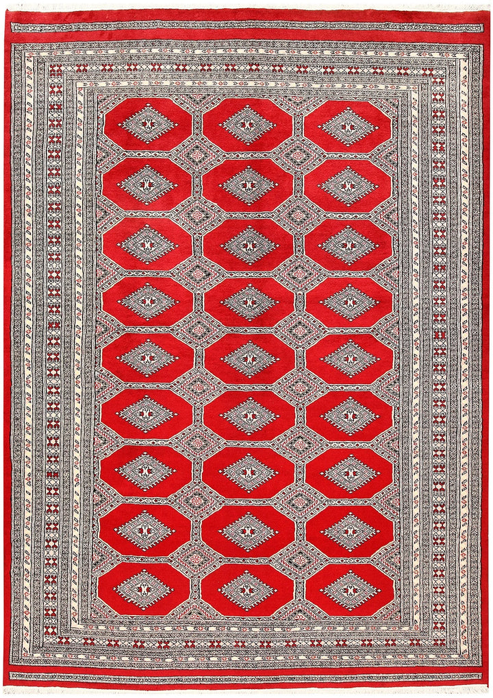 Red Pakistani Jaldar Rug 6' 5" x 9' Hand-Knotted | No. QA86531