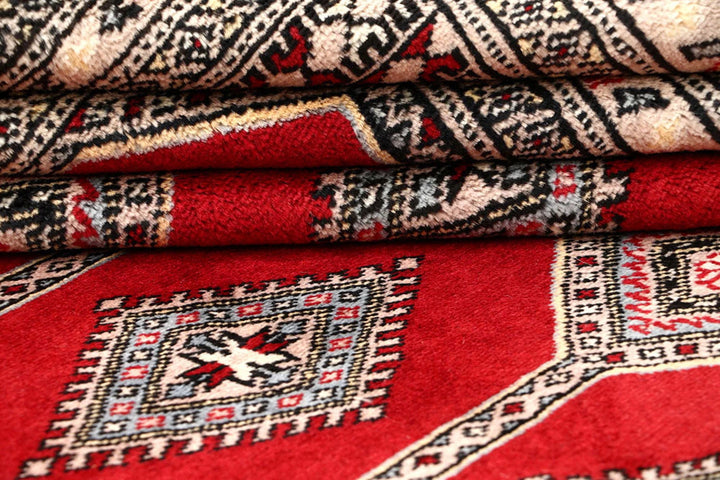 Red Pakistani Jaldar Rug 6' 5" x 9' Hand-Knotted | No. QA86531