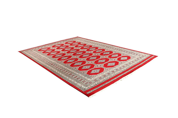 Red Pakistani Jaldar Rug 6' 5" x 9' Hand-Knotted | No. QA86531