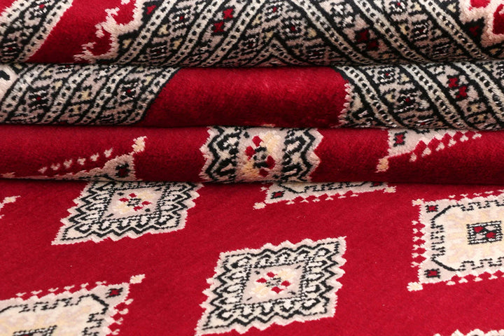 Dark Red Pakistani Jaldar Rug 6' 7" x 10' 2" Hand-Knotted | No. QA86544