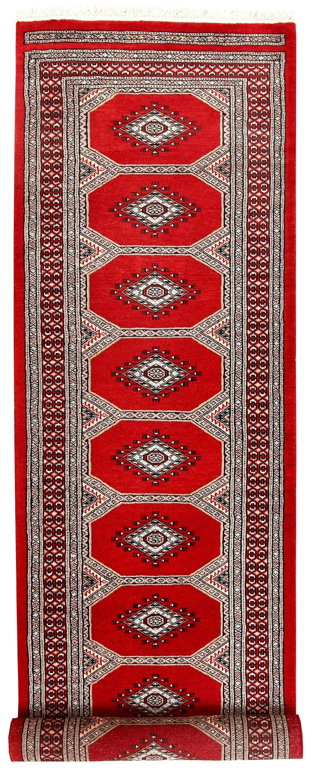 Red Pakistani Jaldar Rug 2' 5" x 9' 6" Hand-Knotted | No. QA86608