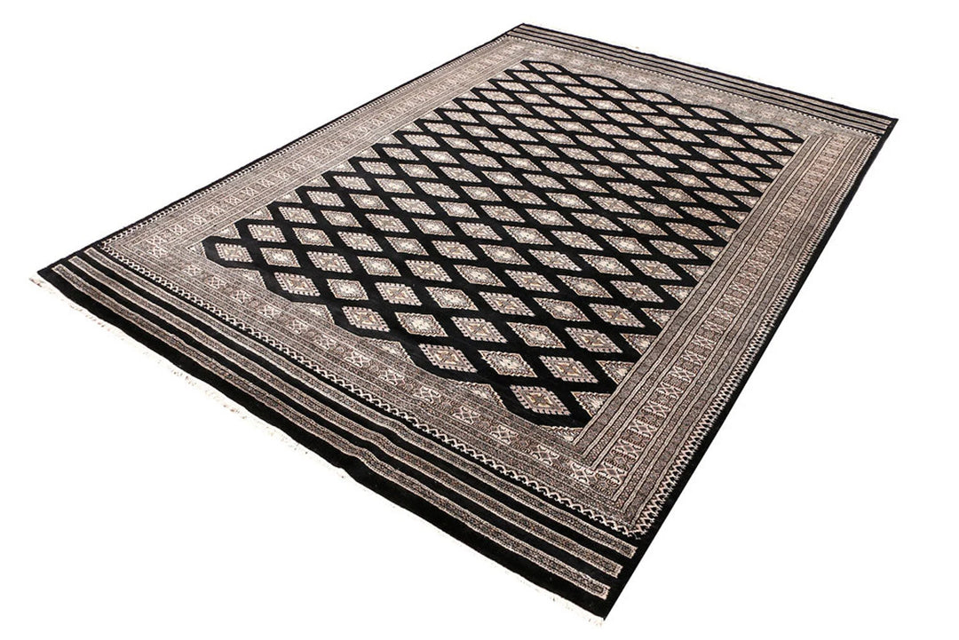 Grey Pakistani Jaldar Rug 6' 11" x 10' 1" Hand-Knotted | No. QA86767