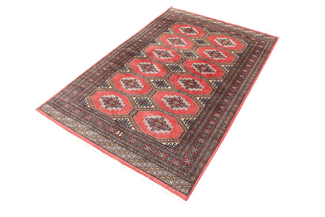 Indian Red Pakistani Jaldar Rug 3' 11" x 5' 11" Hand-Knotted | No. QA86773