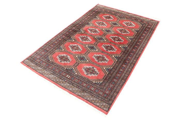 Indian Red Pakistani Jaldar Rug 3' 11" x 5' 11" Hand-Knotted | No. QA86773