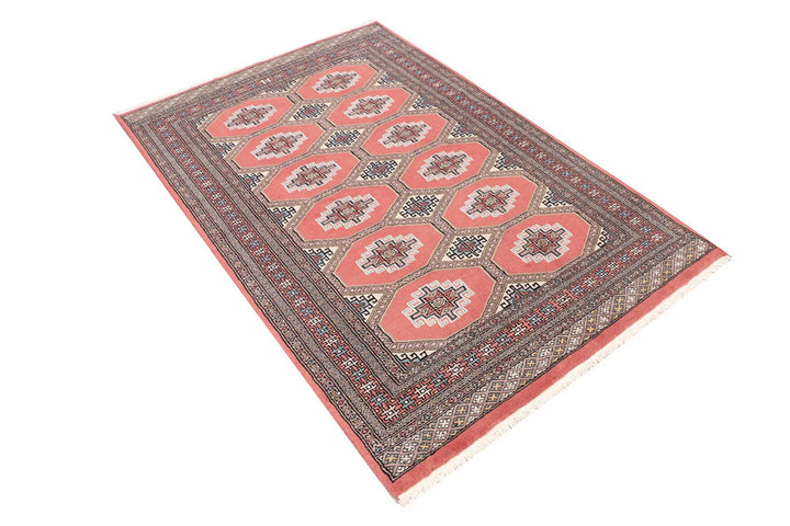 Indian Red Pakistani Jaldar Rug 3' 11" x 5' 11" Hand-Knotted | No. QA86773
