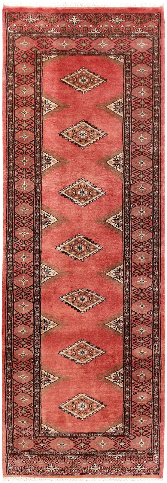 Dark Salmon Pakistani Jaldar Runner 2' 1" x 5' 9" Hand-Knotted | No. QA86872