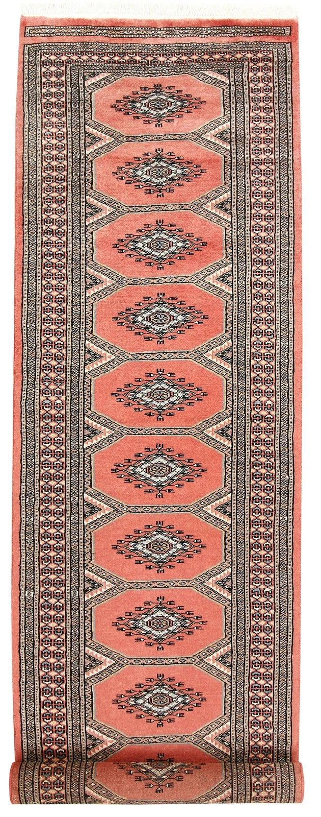 Light Salmon Pakistani Jaldar Runner 2' 3" x 9' Hand-Knotted | No. QA87121