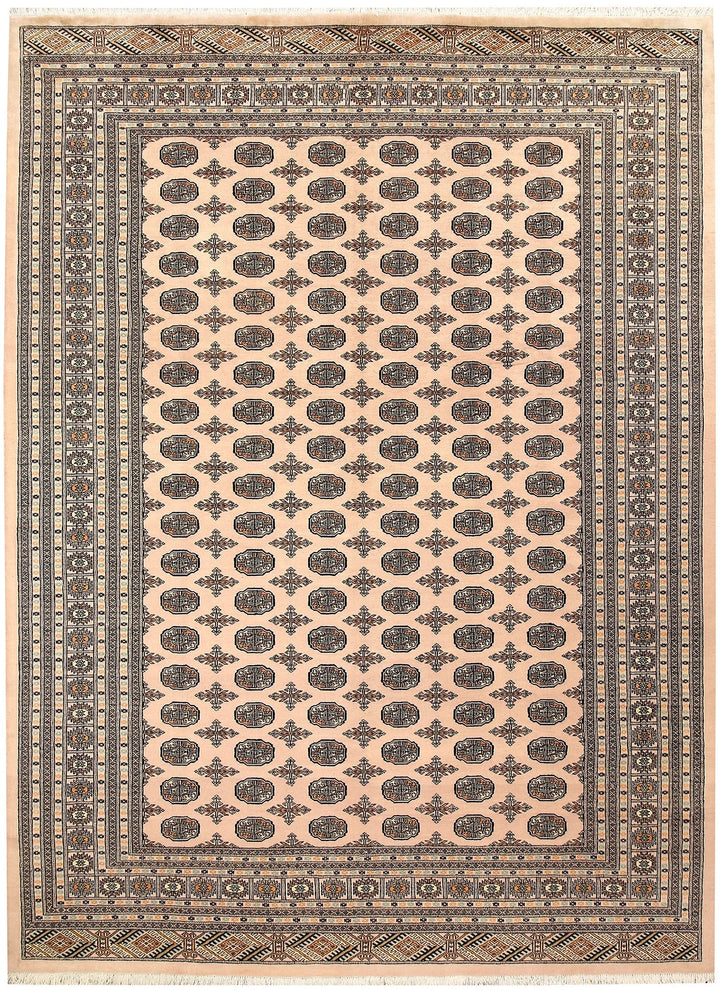Brown Pakistani Bokhara Rug 9' 1" x 12' 4" Hand-Knotted | No. QA87192