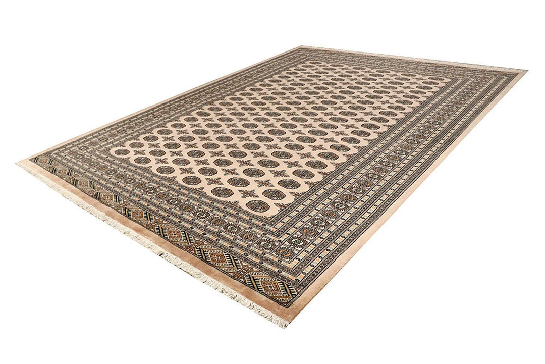 Brown Pakistani Bokhara Rug 9' 1" x 12' 4" Hand-Knotted | No. QA87192