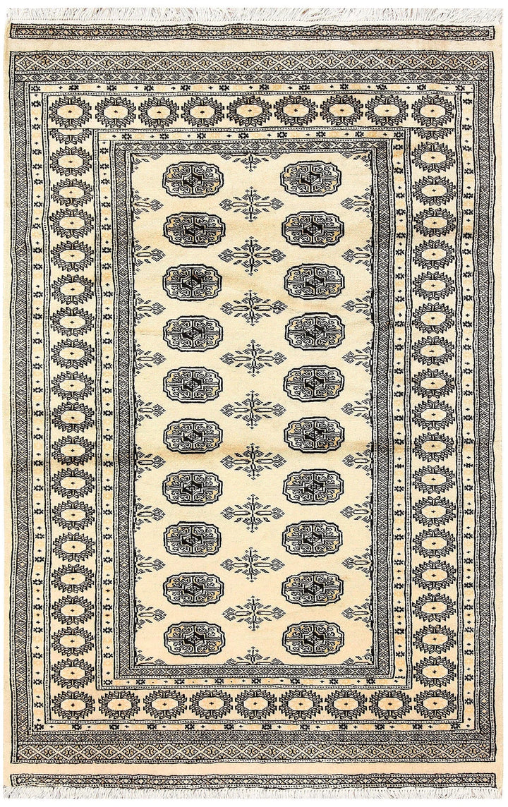 Brown Pakistani Bokhara Rug 4' 1" x 6' 2" Hand-Knotted | No. QA87211