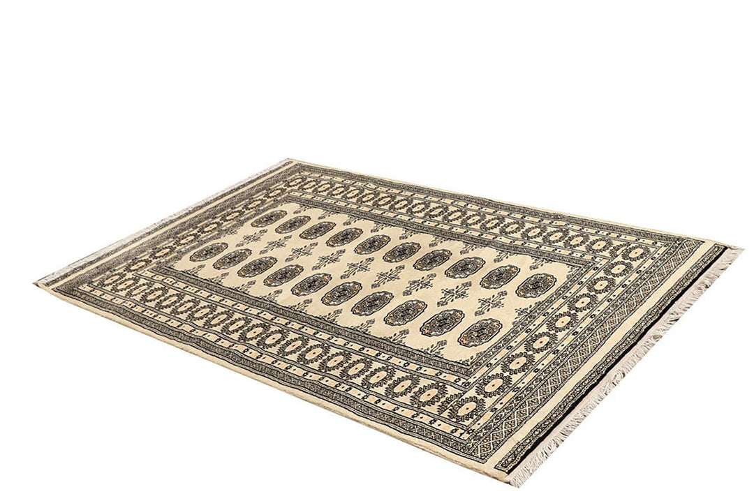 Brown Pakistani Bokhara Rug 4' 1" x 6' 2" Hand-Knotted | No. QA87211