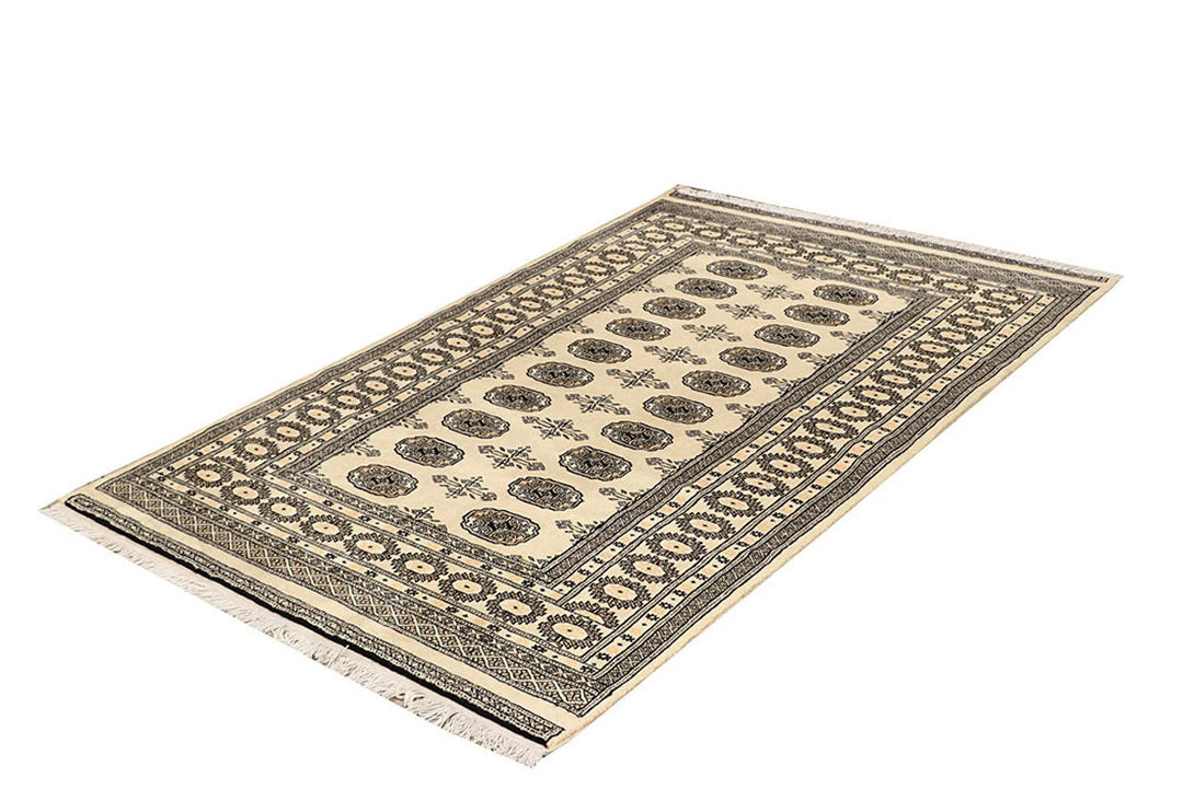 Brown Pakistani Bokhara Rug 4' 1" x 6' 2" Hand-Knotted | No. QA87211