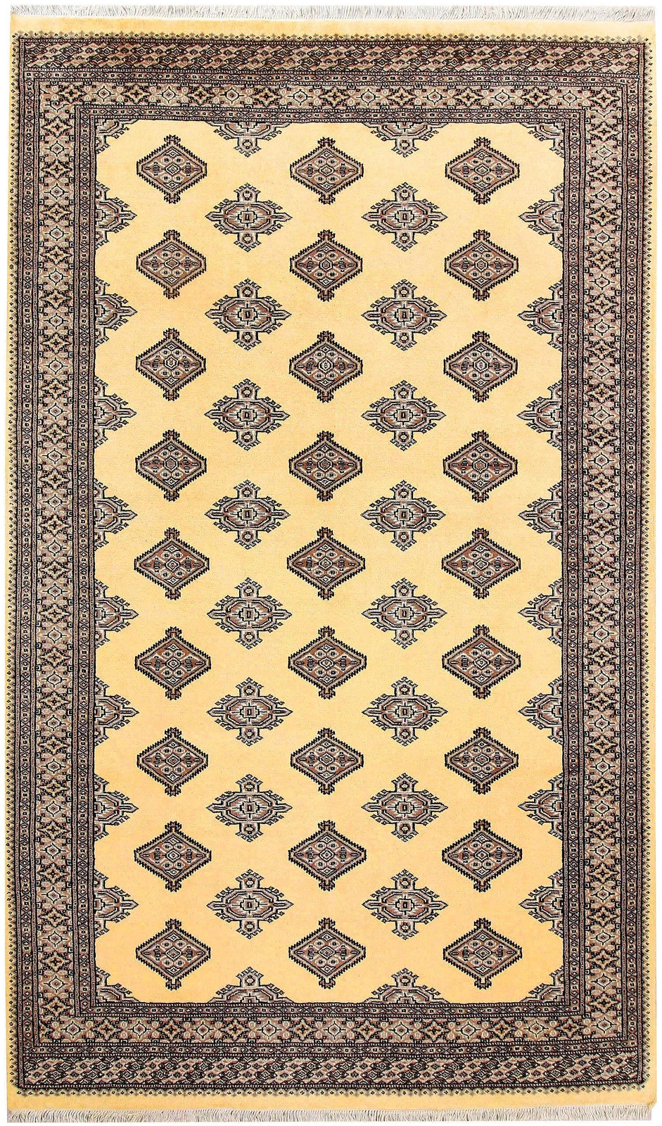 Yellow Pakistani Jaldar Rug 5' 1" x 8' 6" Hand-Knotted | No. QA87226