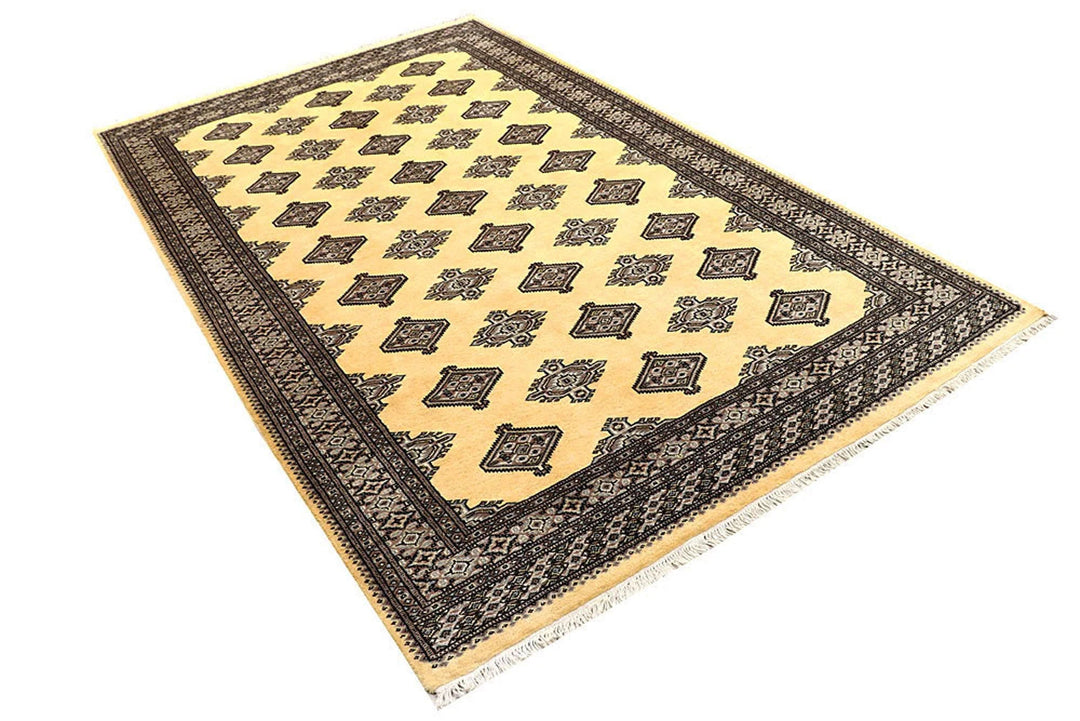 Yellow Pakistani Jaldar Rug 5' 1" x 8' 6" Hand-Knotted | No. QA87226