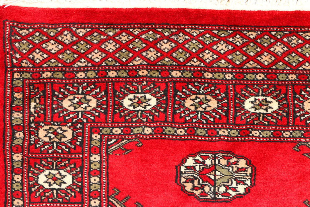 Dark Red Pakistani Bokhara Rug 2' 8" x 8' 6" Hand-Knotted | No. QA87227