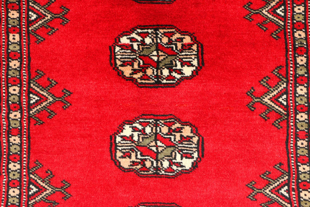 Dark Red Pakistani Bokhara Rug 2' 8" x 8' 6" Hand-Knotted | No. QA87227