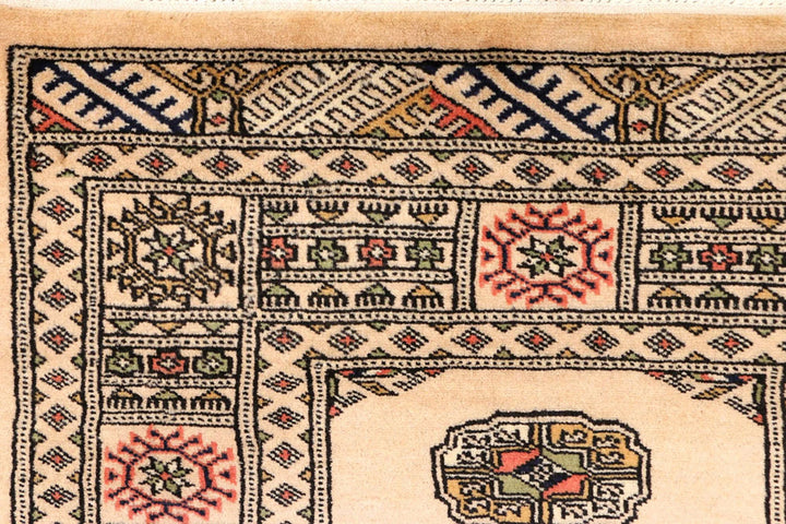 Antique White Pakistani Bokhara Rug 2' 8" x 9' 3" Hand-Knotted | No. QA87239