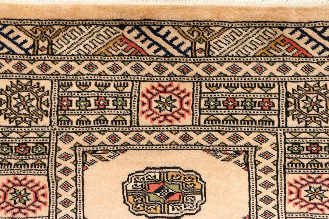 Antique White Pakistani Bokhara Rug 2' 8" x 9' 3" Hand-Knotted | No. QA87239