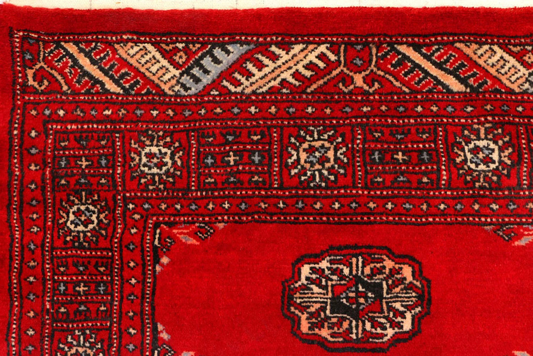 Red Pakistani Bokhara Rug 2' 7" x 9' Hand-Knotted | No. QA87293