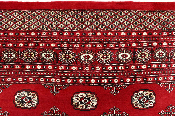 Firebrick Red Pakistani Bokhara Rug 8' 1" x 9' 9" Hand-Knotted | No. QA87408