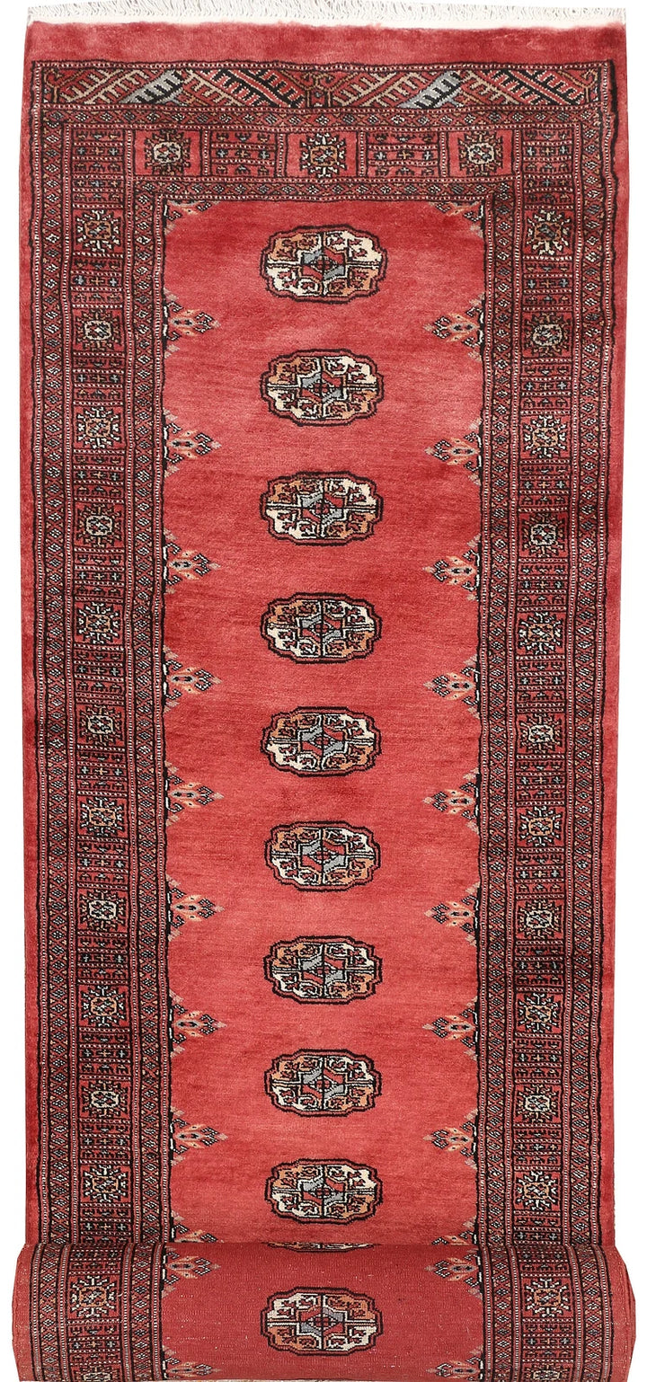 Red Bokhara Rug 2' 8" x 13' 11" Hand-Knotted | No. QA87412