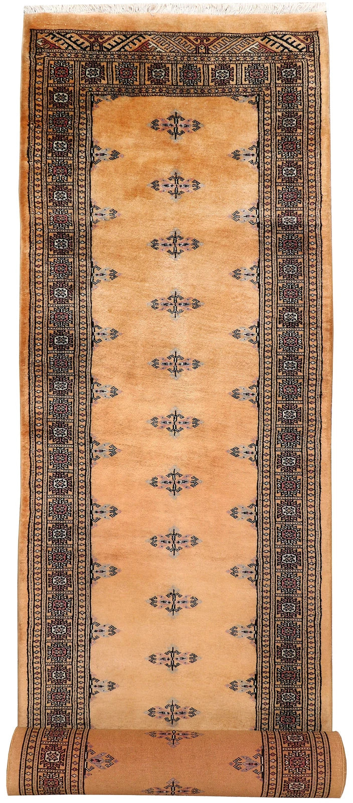 Sandy Brown Pakistani Butterfly Rug 2' 8" x 12' 3" Hand-Knotted | No. QA87507