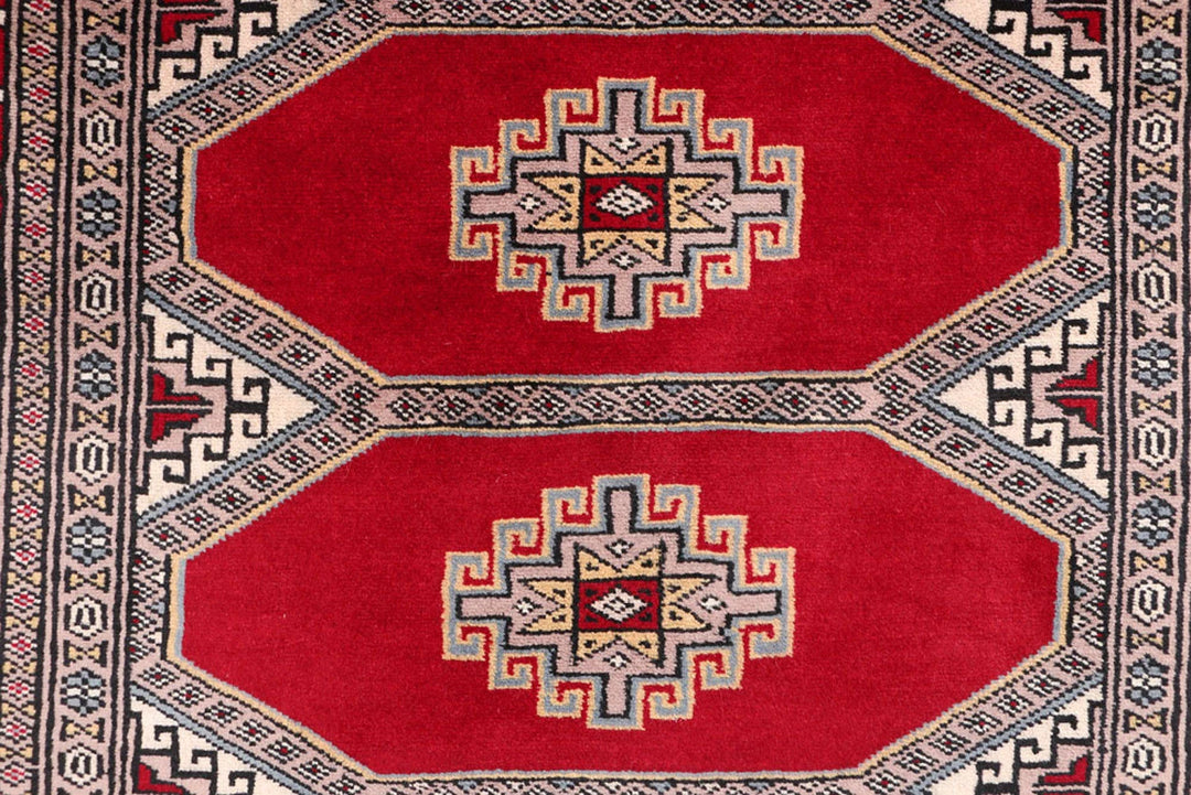 Dark Red Pakistani Jaldar Rug 3' 1" x 5' 3" Hand-Knotted | No. QA87532