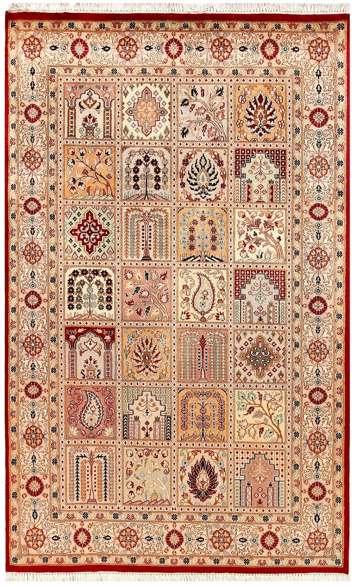 Pakistani Bakhtiar Rug 4' 6" x 7' Hand-Knotted | No. QA87581