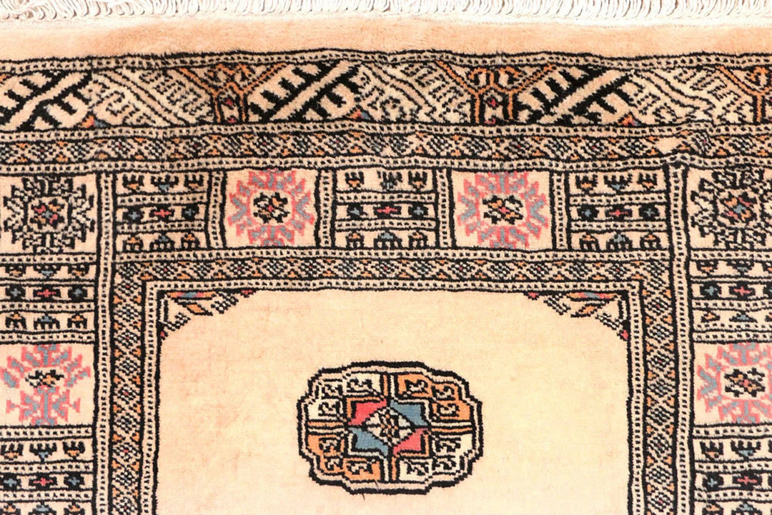 Antique White Pakistani Bokhara Rug 2' 7" x 11' 1" Hand-Knotted | No. QA87684