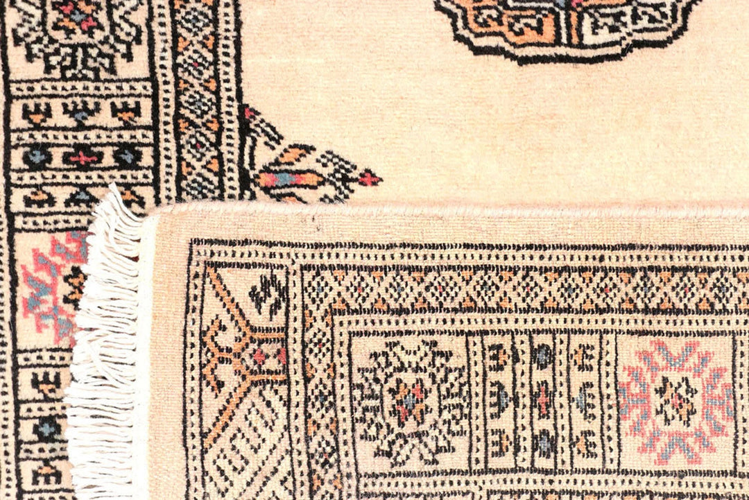 Antique White Pakistani Bokhara Rug 2' 7" x 11' 1" Hand-Knotted | No. QA87684