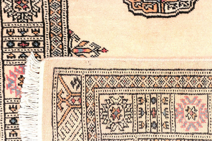 Antique White Pakistani Bokhara Rug 2' 7" x 11' 1" Hand-Knotted | No. QA87684