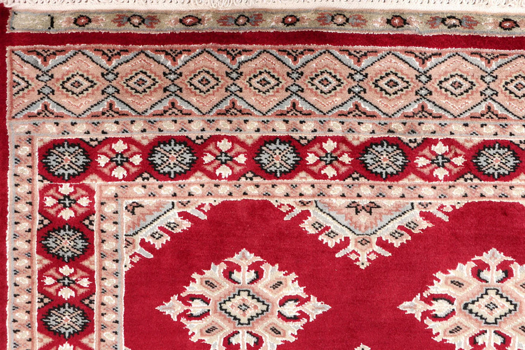 Dark Red Pakistani Jaldar Rug 3' 1" x 5' Hand-Knotted | No. QA87740