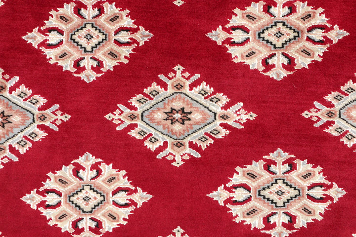 Dark Red Pakistani Jaldar Rug 3' 1" x 5' Hand-Knotted | No. QA87740