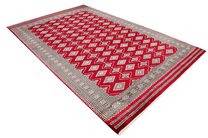 Dark Red Pakistani Jaldar Rug 6' 6" x 10' 2" Hand-Knotted | No. QA87893