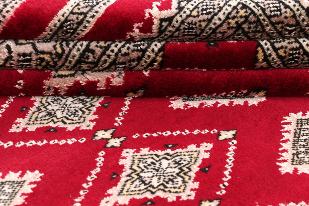 Dark Red Pakistani Jaldar Rug 6' 6" x 10' 2" Hand-Knotted | No. QA87893