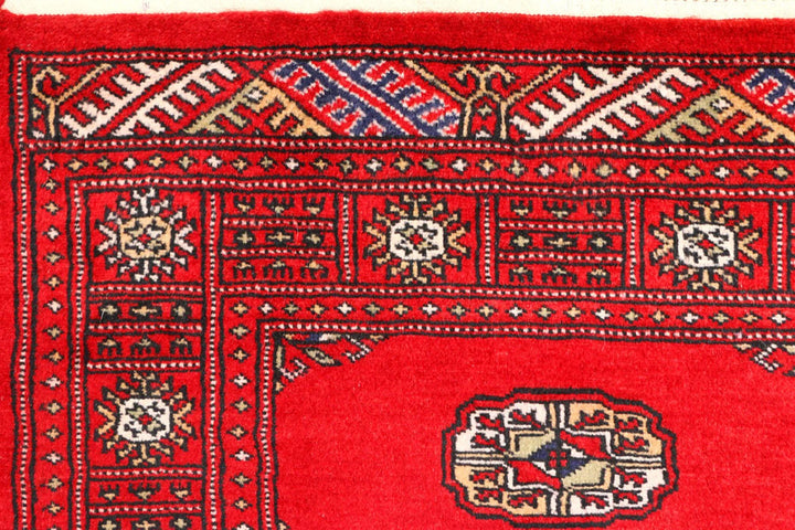 Dark Red Pakistani Bokhara Rug 2' 6" x 8' 11" Hand-Knotted | No. QA87915