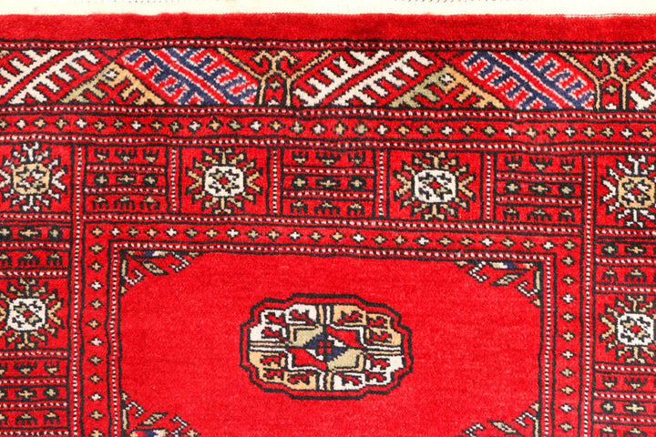 Dark Red Pakistani Bokhara Rug 2' 6" x 8' 11" Hand-Knotted | No. QA87915