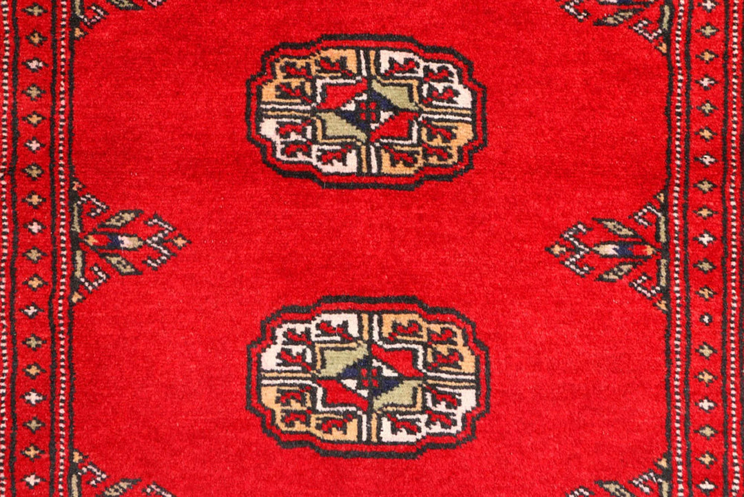 Dark Red Pakistani Bokhara Rug 2' 6" x 8' 11" Hand-Knotted | No. QA87915